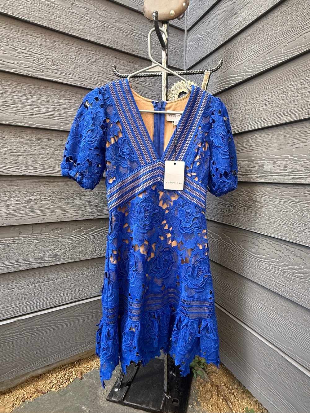 Adelyn Rae Cobalt Blue Crochet Lace Dress